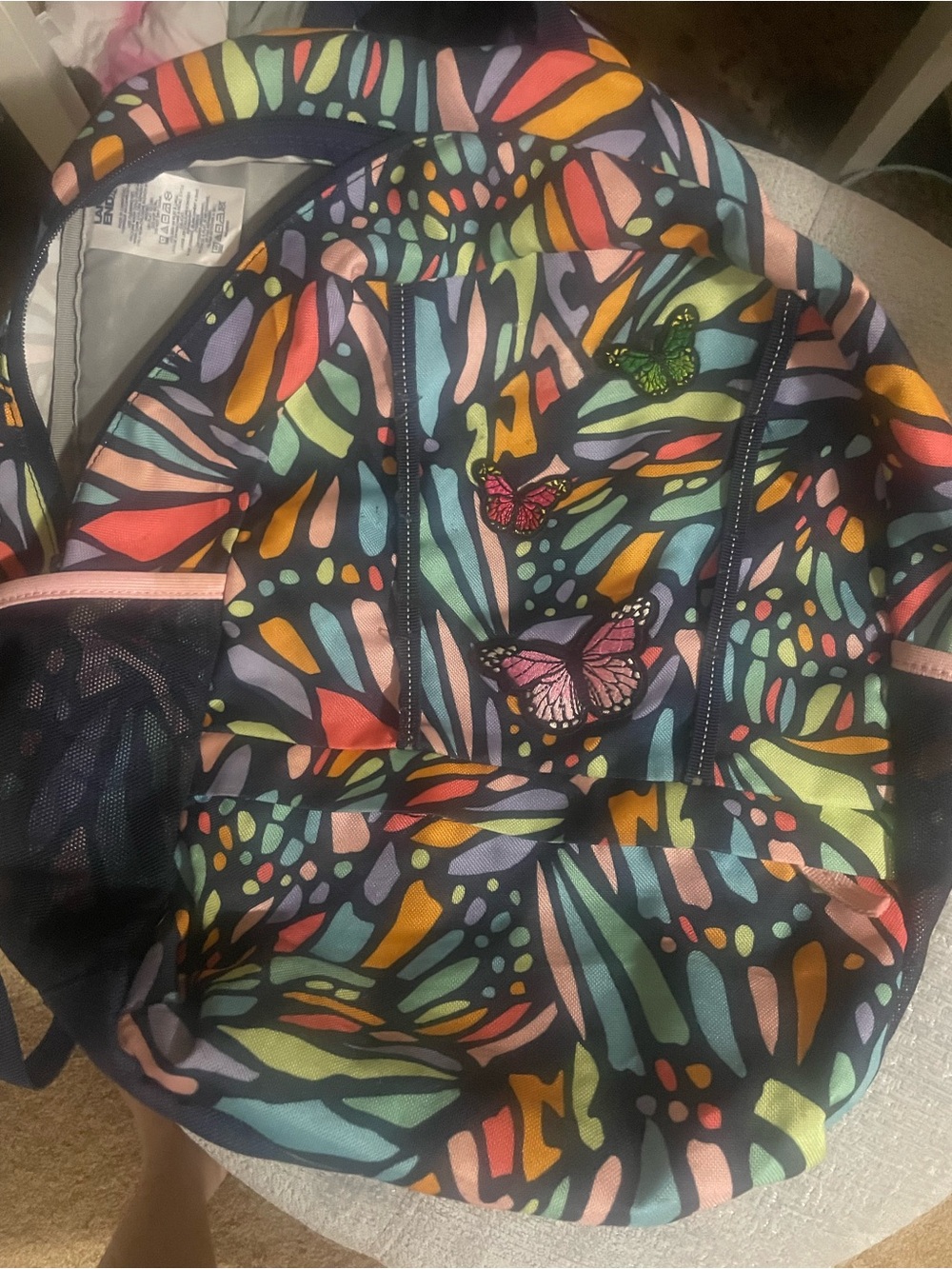 Lands' End Kids Butterfly Pattern Multicolor Backpack